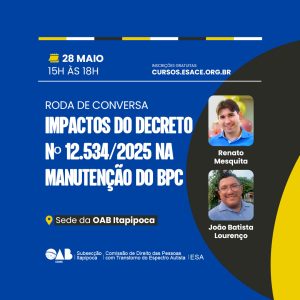 Roda de Conversa: Impactos do Decreto nº 12.534/2025 na manutenção do BPC e na proteção social das pessoas vulneráveis