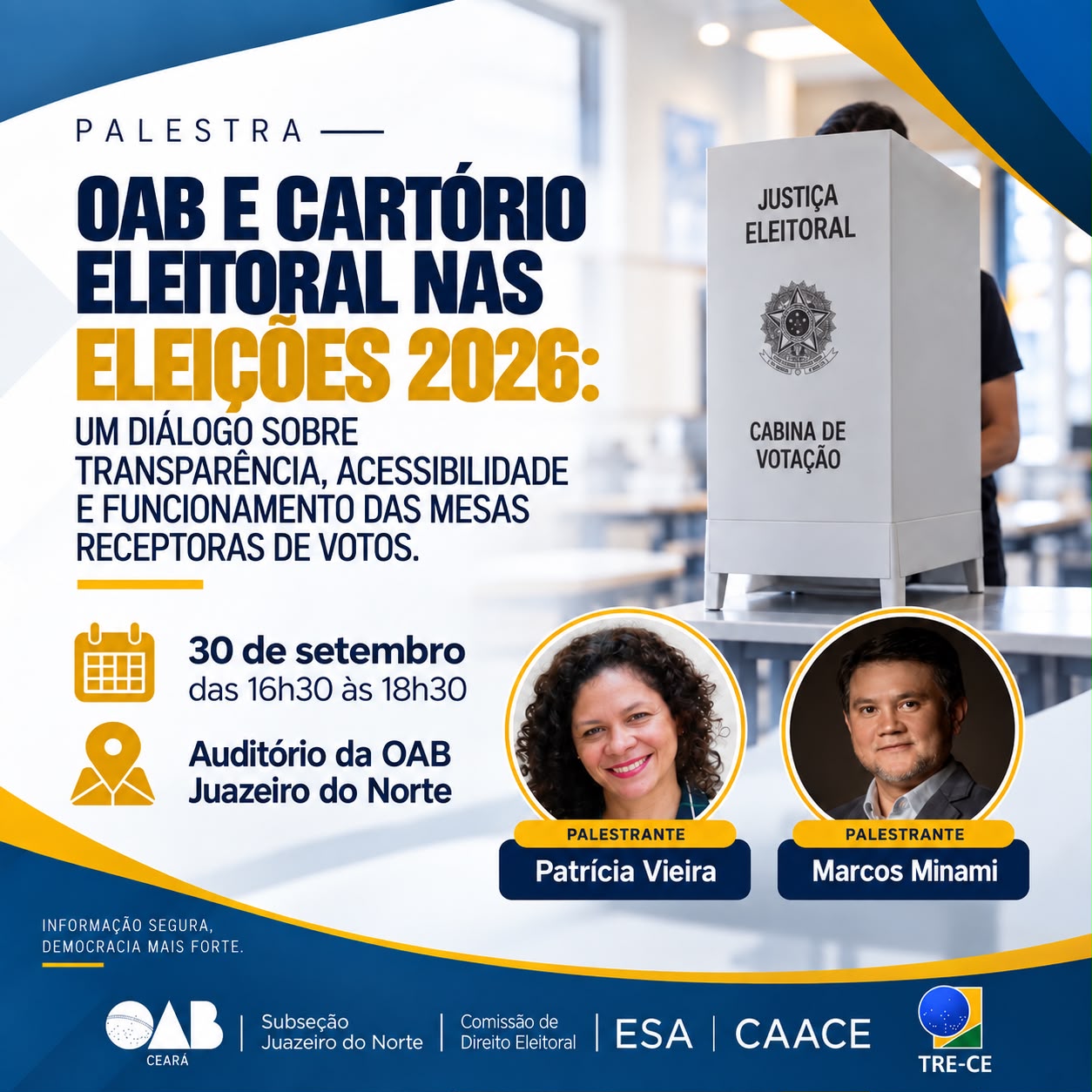 OAB E CARTÓRIO ELEITORAL NAS ELEIÇÕES 2026: UM DIÁLOGO SOBRE TRANSPARÊNCIA, ACESSIBLIDADE E FUINCIONAMENTO DAS MESAS RECEPTORAS DE VOTOS.